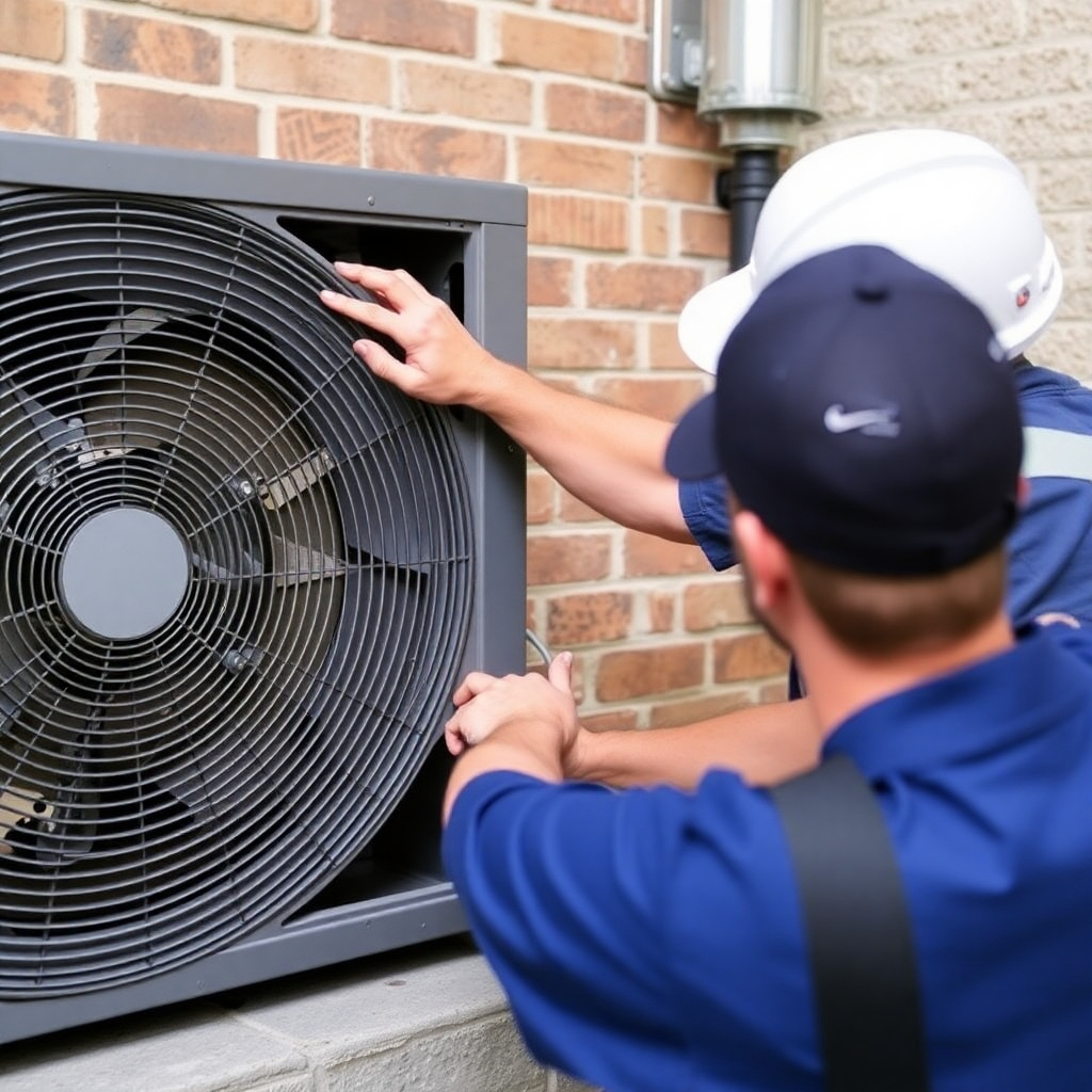 Illustrate a technician performing routine maintenance on a heating system, with a clipboard in hand and HVAC components neatly laid out. The setting should be a well-maintained basement bathed in soft lighting, conveying a sense of thorough checking and care. This image should evoke trust and professionalism, capturing the technician at work in high-quality resolution.